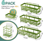 Veken Rustproof & Waterproof Shower Caddy 6-Pack, No Drilling Adhesive Shelves Rack with Soap Holder, Large Capacity Bathroom Organizers and Storage, Wall-Mounted Kitchen & Home Decor