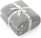 Snuggle Sac Grey Waffle Throw Blanket for Couch Bed Sofa 60x80 inches, Reversible Grey Blanket Microfiber Fluffy Fuzzy Cozy Knit Twin Blanket for Women Mothers Birthday Gifts