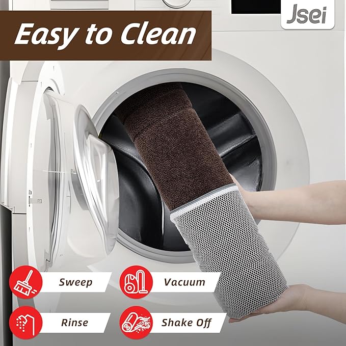 JSEI Entryway Rugs Doormat 20"x32", Non-Slip Dirt Trapper Door Mats Indoor, Washable Absorbent and Stain Resist Welcome Floor Mat for Front Door, Dog Door Mat, Muddy Wet Shoes & Paws, Brown