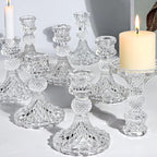 Candlestick Holders Set,12Pcs 4" H Taper Candle Holders Bulk, Clear Glass Candle Holders for Wedding, Spring Party, Romantic Dinner, Festival & Windowsill Decor