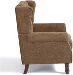 UIXE High Back Accent Chairs Set of 2, Upholstered Armchair in Fabric, Retro Wingback Arm Chair for Living Room, Comfy Single Sofa Bedroom Reading Seat with Solid Wood Legs - Brown