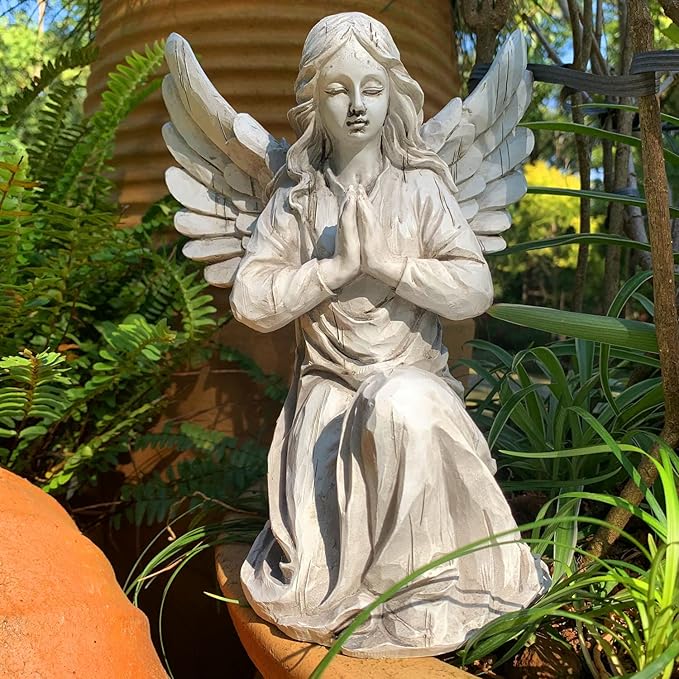 Praying Angel Garden Statue, Religious Fairy Sculpture Waterproof Decorative Figurine Art Decor for Patio, Lawn, Yard, Housewarming Ornament Present Angels HSa-1