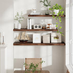 55 Inch Floating Shelves Set of 2, Rustic 55 x 9 Floating Shelf for Wall, 9 Inch Deep Wall Shelves Invisible Bracket, Large Deep Shelving for Bedroom, Kicten, Living Room, Walnut Color