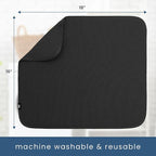 S&T INC. Dish Drying Mat, 16” x 18”, Absorbent Microfiber Kitchen Counter Mat, Dish Drying Pad for Dishes, Utensils, Pots and Pans, Large, Black