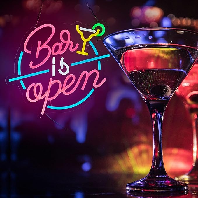 Bar Open Neon Sign for Wall Decor Open Beer Bar LED Light up Signs with Dimmer for Pub Party Man Cave Room Art Decor Gift