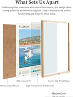 HesenDot Natural OAK Wood San Diego Surfing Framed Wall Art,12x16in Natural Seascape Canvas Wall Print,Classic Urban Landmark Wall Decor for Living Room,Bedroom,Office Gallery Gifts Set of 1