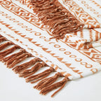 CASAAGUSTO Boho Throw Blanket - Terrcotta Decorative Blankets with Tassel, Printed Flannel Bohemian Blanket for Chair, Bed, Sofa, Couch(50 * 60, Terrcotta)