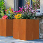 Corten Steel Large Square Planter Box 20"x20"x21", Heavy Duty Planter for Commercial and Residential Use