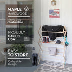 Pennsylvania Woodworks Clothes Drying Rack: Solid Maple Hard Wood Laundry Rack for Baby Clothes, Hand Towels, Delicates & More, Durable Small Folding Drying Rack, Made in USA, No Assembly Needed