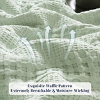 PHF Cooling Waffle Blanket Twin Size, Lightweight 60% Rayon Derived from Bamboo & 40& Cotton Breathable Blanket for Hot Sleepers, Soft and Luxury for Bed Couch and Sofa, 66"x90", Mint