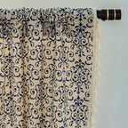 Sutuo Home Boho Curtain 84 Inches Length Semi-Blackout Bohemian Damask Moroccan Florals Print Darkening Curtains Tassels, Rod Pocket Window Treatment Drapes for Bedroom, 1 Panel 59" W x 84" L, Blue