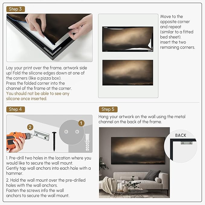 SIGNWIN 24"x46" Extra Large Framed Wall Art Golden Sunset Cloud, Moody Sky Scene for Home Living Room Bedroom Decor (Frame Assembly Required)