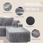Hobestluk Modular Sectional Sofa Couches 108" L-Shape Couch 3 Seat Modular Sofa Memory Foam Sectional Couches for Living Room, Boneless Couch with Oversized Chaise (Light Grey, Right Facing)