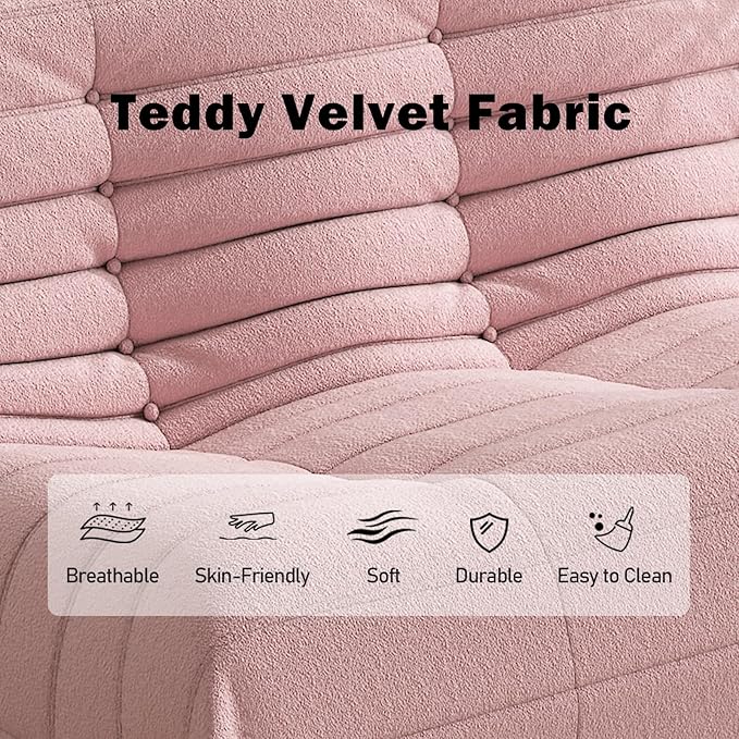 Big Bean Bag Chairs for Adults, 3 Seater Large Bean Bag Sofa, Fireside Chair Lazy Sofa Chair with High Density Comfortable Foam, Modern Bean Bag for Living Room, Bedroom, Office (Pink)