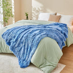 GONAAP Fuzzy Faux Fur Throw Blanket Indigo Super Soft Cozy Plush Fuzzy Shaggy Blanket for Couch Sofa Bed (Indigo, Throw(50"x60"))