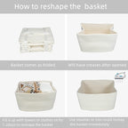Cotton Rope storage Basket Bins Woven Basket for Organizing Shelves Rectangle Decorative Baskets For storage Clothes Toys Books Towels Square Wicker Nursery basket organizer 3 pack white