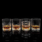 KANARS Whiskey Glasses Set of 4 - Multi Style Crystal Liquor Glasses 10 oz - Rocks Glass Barware For Scotch, Bourbon, Rum and Cocktail, Whisky Gifts for Men
