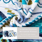 CASAAGUSTO Boho Throw Blanket - Blue and White Decorative Blankets with Tassel, Printed Flannel Bohemian Blanket for Chair, Bed, Sofa, Couch(50 * 60, Blue and White)