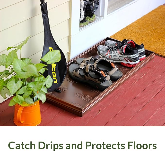 Good Directions Large Boot Tray, Squares Multi-Purpose All Weather Decorative Boot Tray, Shoes, Plants, Garage, Patio Door, Pet Bowls, 34 inch Entry Indoor Shoe Tray, Copper Finish