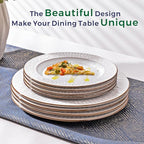 GBHOME Ceramic Dinnerware Sets,12 pcs Embossed Elegant Stoneware Plates and Bowls Sets, Housewarming Wedding Gift | Dishwasher & Microwave Safe | Dishes Set Service for 4