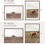 18x24 Poster Frame Natural Solid Walnut Photo Frames with 16x20 Removable Mat Wall Hanging Large Handcrafted Frame with HD Plexiglass Wall and Tabletop Display Large Picture Frame