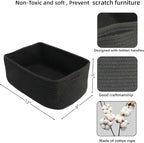 Small Woven Storage Baskets 13“X9”X5“ Decorative Rope Bins for Organizing Shelves, Closets, and Toys, Empty Gift Baskets, Cute Organizer Basket for Home and Office (black, Large)