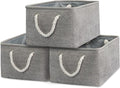 TcaFmac Storage Bins for Organization - Large 3 Pack Canvas Storage Basket for Shelves with Handles, Collapsible Baskets for Organizing for Closet Dog Laundry (Grey 16x12x8 inch)