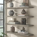 Fun Memories Floating Shelves for Wall Dec, 72"x8" Rustic Reclaimed Wood Shelves, Heavy-Duty Wall Mounted Shelves with Invisible Brackets for Living Room, Bedroom, Kitchen, Grey Finish