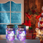 Solar Mason Jar Lights [Upgraded], 12 Pack 30 LED Firefly Fairy String Lights, Waterproof Outdoor Solar Mason Jar Lid Lights with Hangers(NO JARS) for Patio Garden Yard Wedding Decoration - Multicolor