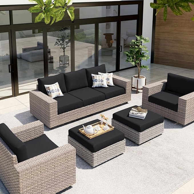 hyha Waterproof Couch Cushion Covers, Stretch Sofa Couch Seat Slipcover for Dog Washable, Non-Slip Waterproof Outdoor Cushion Covers for Patio Furniture Replacement (2 Pieces, Black)