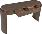 55" Sofa Table with Oval Top and 2 Drawers, Entryway Console Table with Fluted Design for Hallway,Foyer,Entry and Living Room (Fully Assembled-Espresso)