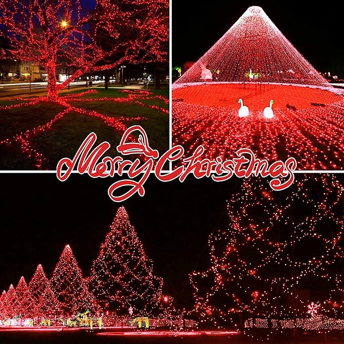 150LIGHTS RED Extra-Bright with End Connectors Christmas Decorative Lights 9.72m UL Certified Mini String Light Set Waterproof for Home Garden Holiday Christmas Tree Party Patio Decor Wedding