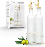 COOK WITH COLOR Glass Olive Oil Dispenser Bottle - 2 Pack, 17 oz Cruet - Elegant Carafe Decanter with Spout for Kitchen, Suitable for Vinegar, Coffee Syrups & Other Liquids