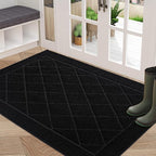 BEQHAUSE Dirt Trapper Door Mat 32" x 48", Doormat Non-Slip Entryway Rugs Washable, Dog Door Mat Stain Resistant and Absorbent Welcome Floor Mat for Front Back Door, Muddy Wet Shoes & Paws, Black