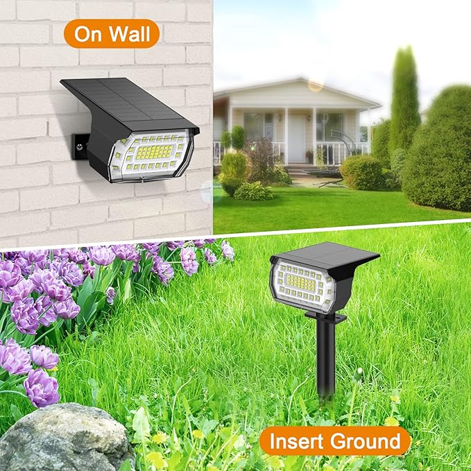 LANSOW Solar Spot Lights Outdoor, [8 Pack/57 LED] 2-in-1 Solar Landscape Spotlights, 3 Modes IP65 Waterproof Dusk to Dawn Solar Powered Flood Wall Lights for Outside Yard Garden Pathway(Cool White)