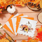150 Pcs 5 x 5 Inches Fall Thanksgiving Paper Napkins Autumn Pumpkin Scalloped Cocktail Napkins for Decoupage Disposable Autumn Harvest Party Supply Bathroom Table Dessert Dinner Wedding Decor