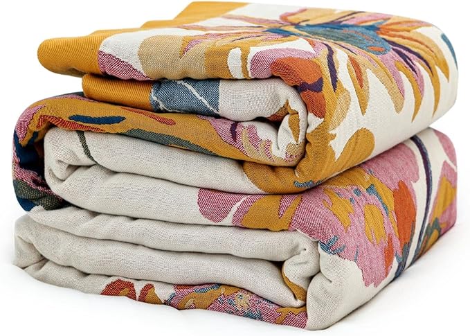 MSGKV Boho Throw Blanket King Size Warm Blanket for Couch and Sofa Blankets Cover for Living Room Blanket Throw Blanket Summer Cozy Bed Quilt(D-Flower and Butterfly, 108" x 90"(King))