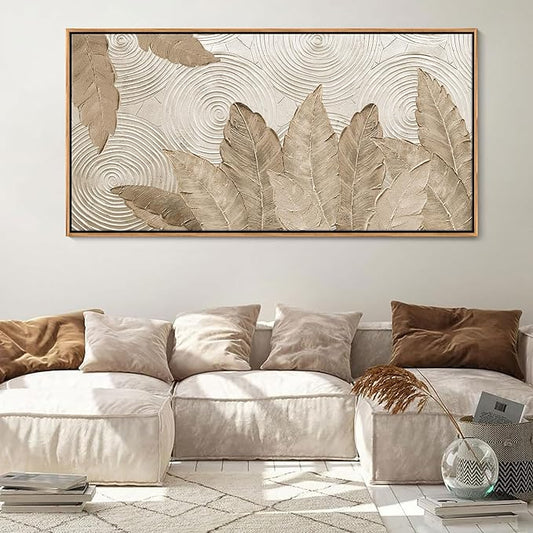 Minimalist & Modern Art for Bedroom Decor Framed Abstract Artwork for Walls Neutral & Contemporary Beige Wall art - Artwork for Living Room and Boho Style Large Abstract Wall Art 29×58IN