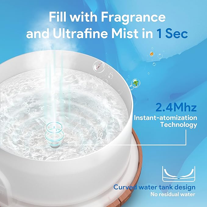 ASAKUKI 500ml Premium, Essential Oil Diffuser with Remote Control, 5 in 1 Ultrasonic Aromatherapy Fragrant Oil Humidifier Vaporizer, Timer and Auto-Off Switch Brown