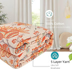 Boho Throw Blanket for Bed - 100% Pure Cotton Ultra Soft Rustic Quilt - Farmhouse Decor Bed Blankets, All Season Rustic Throw for Sofa Couch Chair(91''x 98'', Floral)