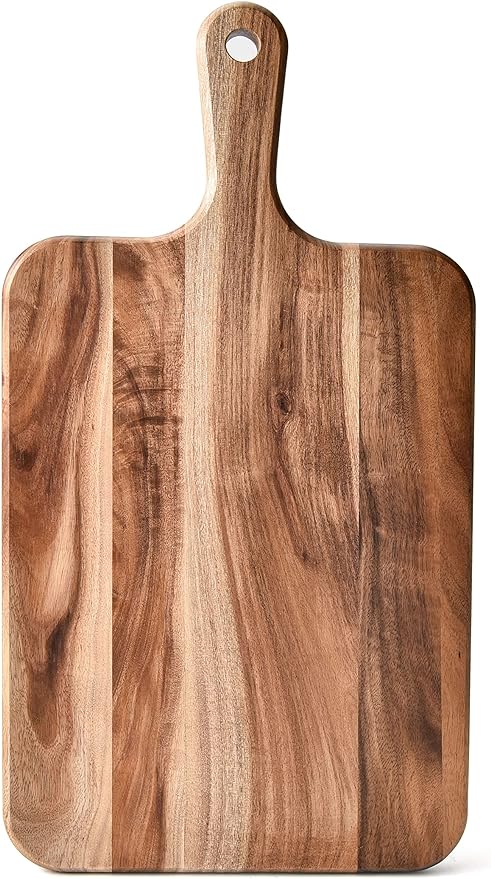 Acacia Wood Cutting Board - Wooden Kitchen Cutting Board for Meat, Cheese, Bread,Vegetables &Fruits- Charcuterie Board Cheese Serving Board with Handle,16" x 8.6”