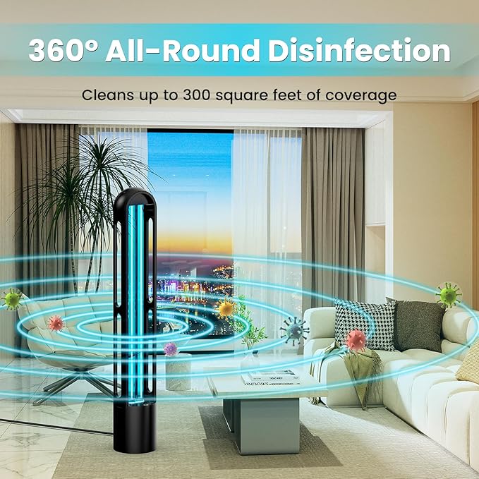 UV Light Sanitizer, Ultraviolet Lamp with Remote Control for Bed Bugs and Dust Mites, Home Disinfection Device UV Lamp for Home, Room & Kitchen, Ultraviolet Light with 3 Speed Timings