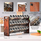 Spice Rack, Spice Rack Organizer without Seasoning Jars, Wooden Rustic 3 Tier Kitchen Spice Organizer Shelf for Cabinet, Countertop or Wall Mount