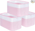 MINTWOOD Design 3-Pack Storage Baskets for Shelves, Decorative Baskets for Organizing, Woven Baskets for Storage, Book Basket, Cube Organizer, Cube Storage Bin Box, Closet Organizers, Light Pink