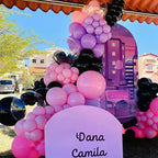 Purple Pink Black Balloons 12 Inch Pastel Pink Purple Black Latex Helium Balloon Purple Metallic Party Balloons for Girls Cartoon Anime Birthday Baby Shower Halloween Party Decorations