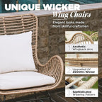 IDZO Isabelle Upgraded 2000 Hours UV Wicker Chairs Outdoor Set of 2, 500 lbs Capacity Outdoor Patio Chair, All-Weather Club Chair with Water-Resistant Olefin Cushions, Boho Style, Beige
