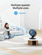 Dreo Fan for Bedroom, 13-Inch Oscillating Table Air Circulator Fan for Whole Room, 120° Tilt Adjustment, 28dB Ultra-Quiet, 70ft Powerful Airflow, 4 Speeds Desk Fans with Remote for Home, Office