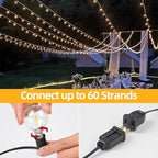 25FT G40 LED Outdoor String Lights with 12+1 Bulbs, E12 Socket, 2700K Warm White, Commercial Grade Weatherproof & Connectable for Garden, Patio, Backyard, Bistro, Porch, Deck, Gazebo, Camping, Party