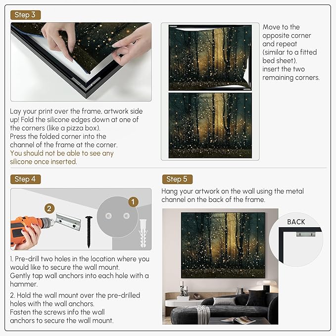 SIGNWIN 46"x60" Extra Large Framed Wall Art Magical Firefly Forest at Twilight, Enchanted Nature Scene for Home Living Room Bedroom Decor (Frame Assembly Required)