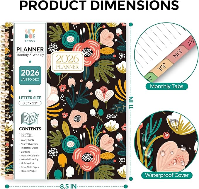 Planner 2026, 8.5" x 11" Monthly & Weekly Planner with Tabs, JAN - DEC 2026, Goal Setting & Time Management Organizer for Professionals & Students